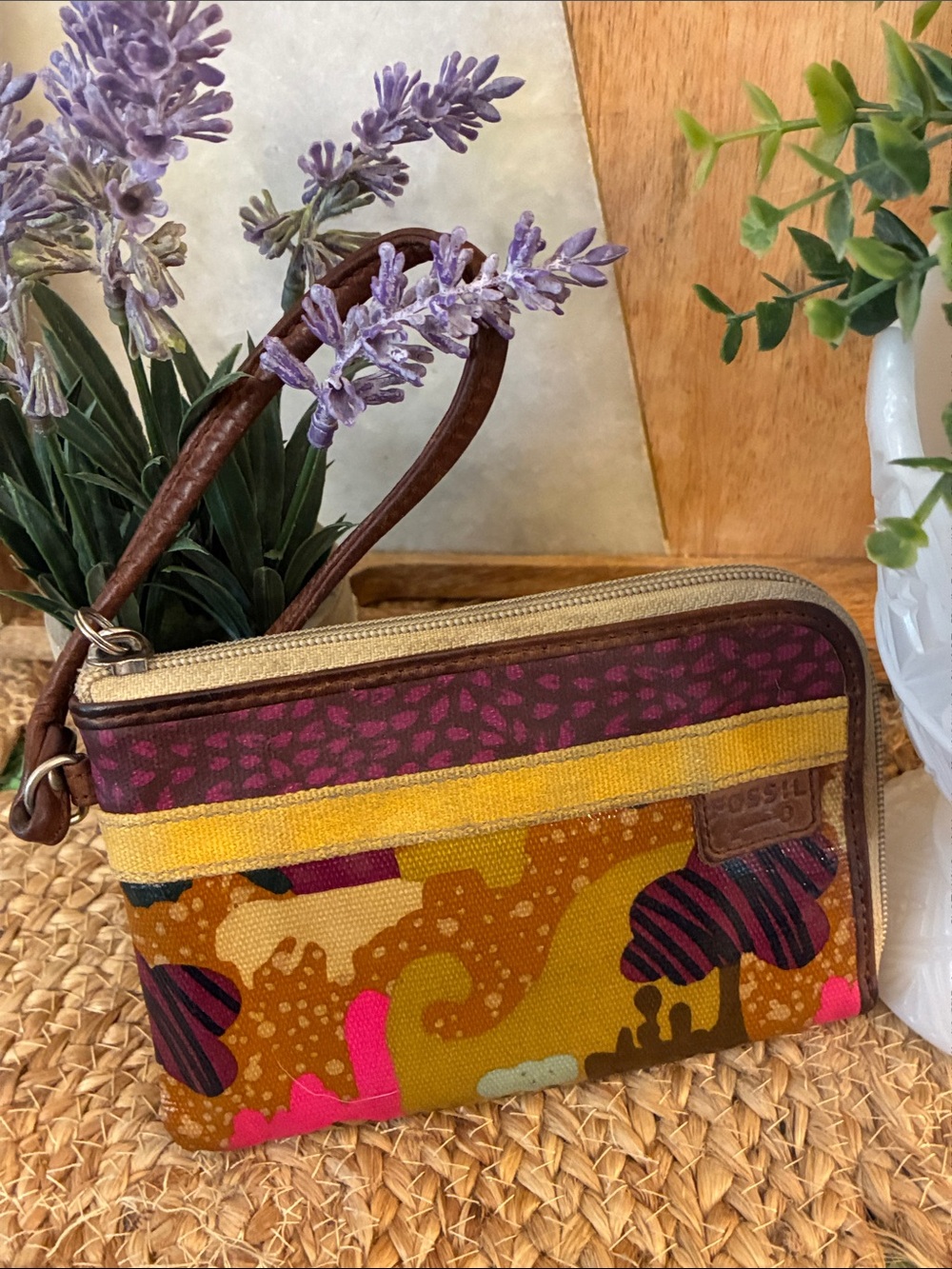 Fossil Colorful Canvas Wristlet